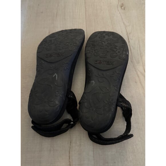 Aetrex Jane Thong Sandals Orthopedic Snake Embossed Straps Black Size 9-9.5 - Picture 6 of 8